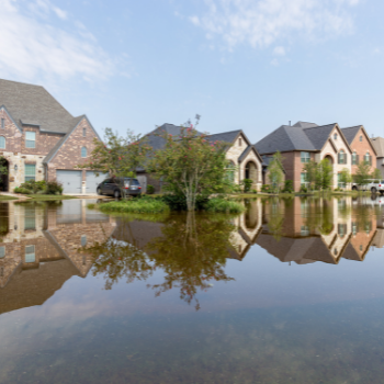Flood image with homes