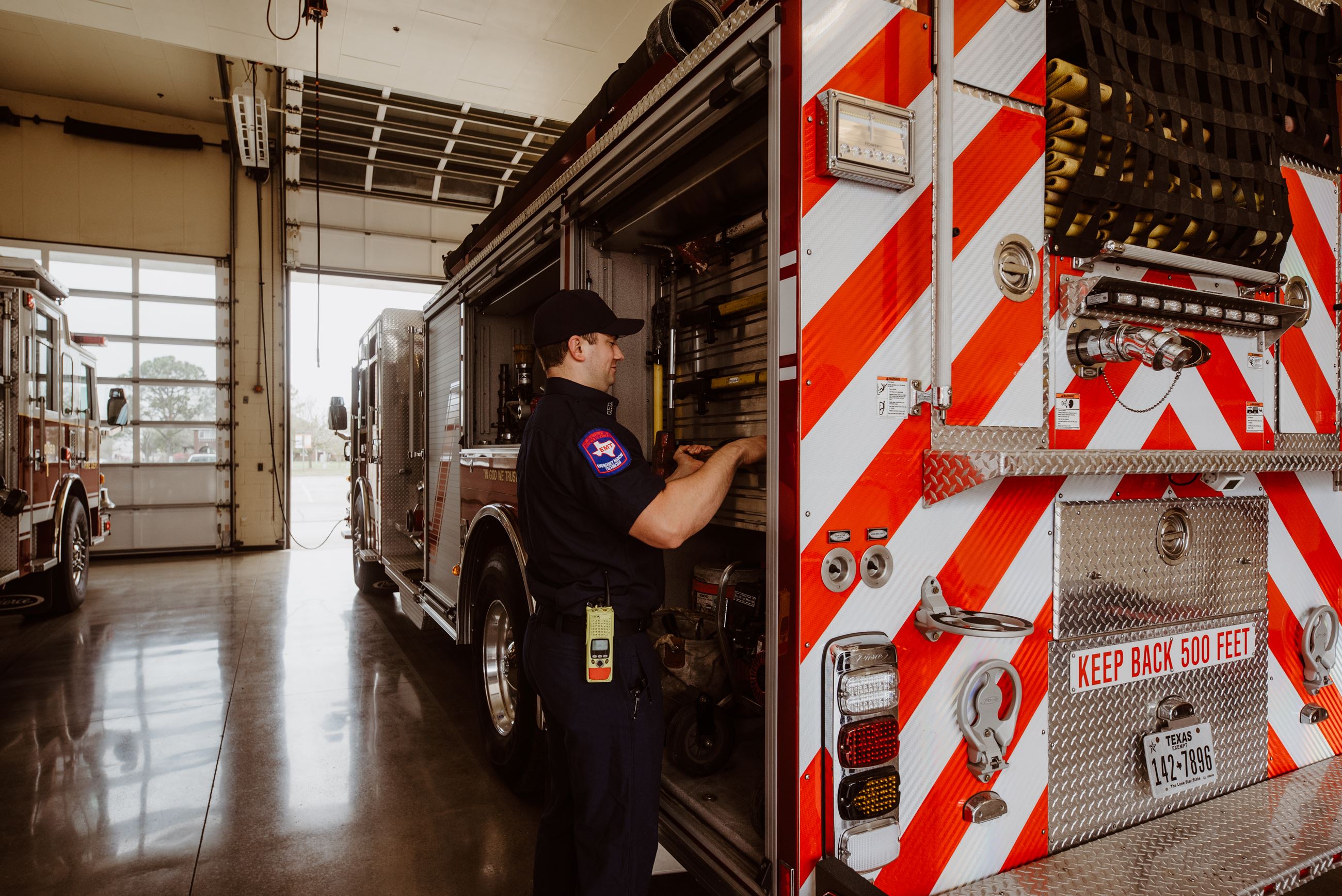 Central Fire Station with Matthew Spaid at fire truck